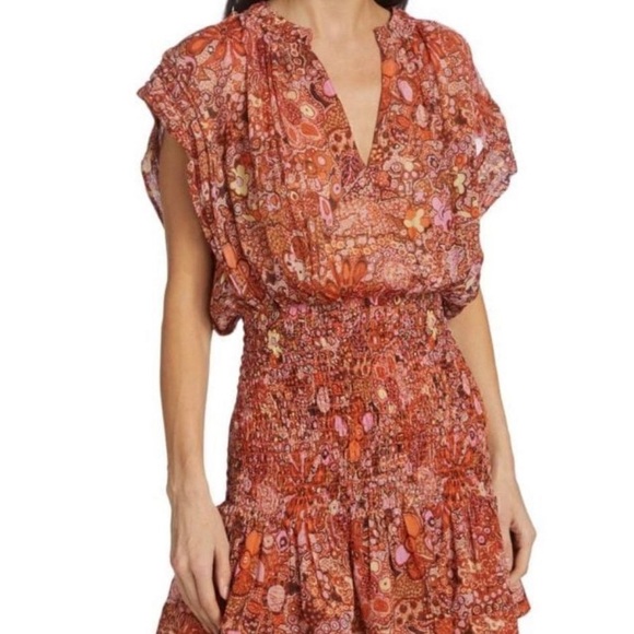 A.L.C. Vibrant Orange Floral Midi Dress - Picture 1 of 7